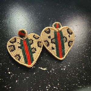 Cheetah print heart earrings
